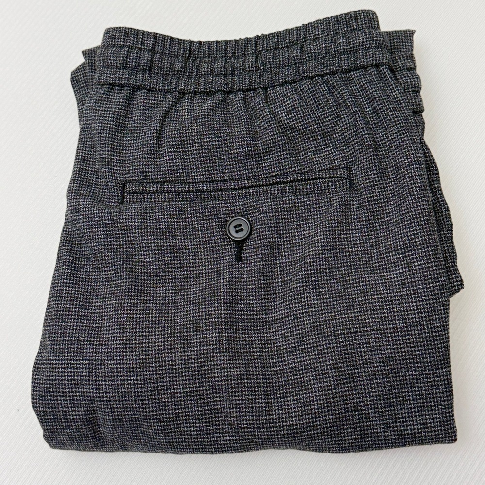 HM Mens Slim Fit Grey Textured Tapered Trousers Elastic Waist Drawstring Size S